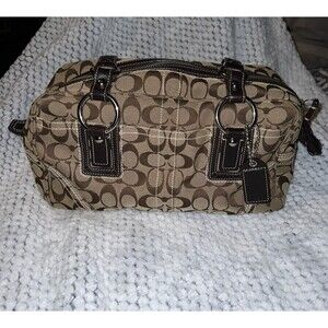 Coach Signature Jacquard Satchel Handbag Great Condition